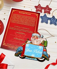 Designocracy Merry Christmas Santa Picture Frame Ornament, Set of 2