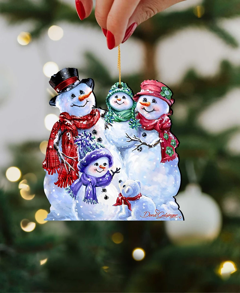 Designocracy by Dona Gelsinger Snowflake Family Ornament, Set of 2