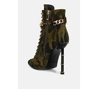 moulin ringed stiletto camouflage ankle boot