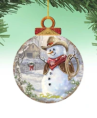 Designocracy by Dona Gelsinger Cowboy Snowman Ornament, Set of 2