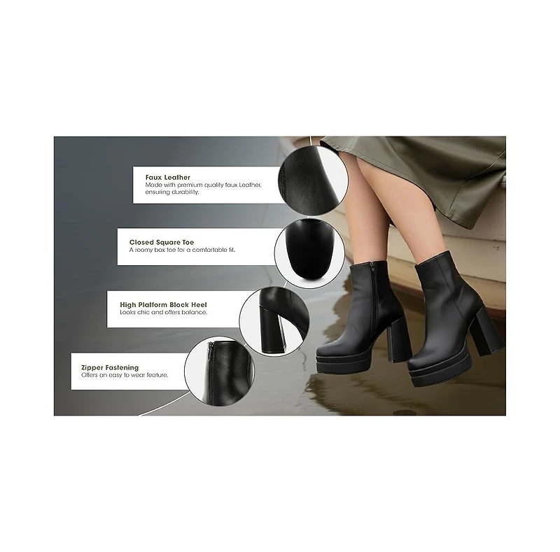 London Rag Baltese Zip-Up Chunky Boots Women