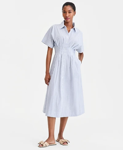 On 34th Women's Pleated Waist Midi Shirtdress, Macy's Exclusive