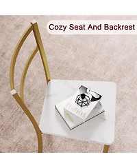 Gaomon 3-Piece Round Dining Set for 2, Table with Cushioned Chairs, Gold White