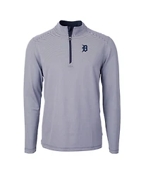 Cutter & Buck Men's Navy/White Detroit Tigers Virtue Eco Pique Micro Stripe Big Tall Quarter-Zip Pullover Sweatshirt