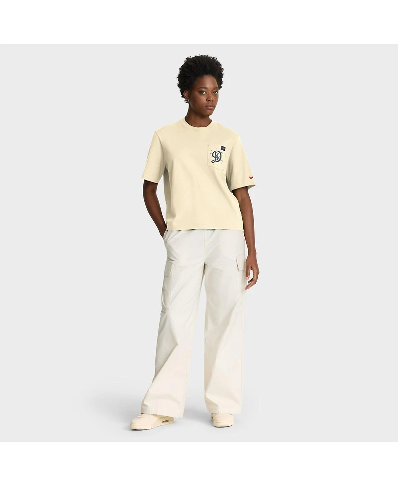 Nike Women's Cream Los Angeles Dodgers City Connect Pocket Boxy T-Shirt