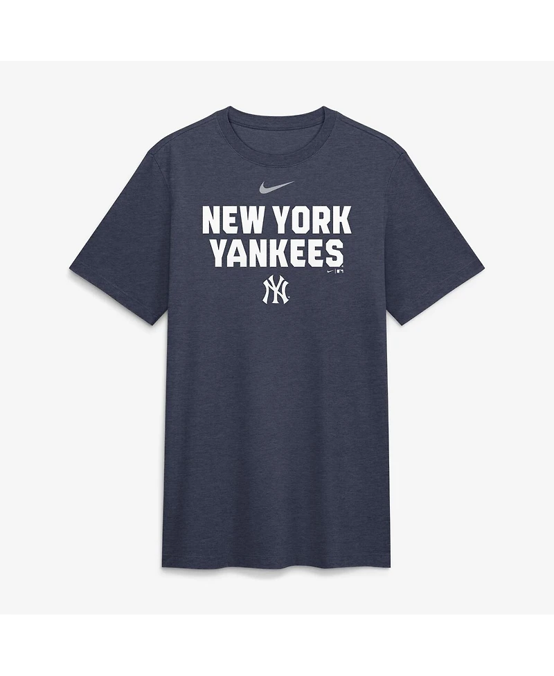 Nike Men's Heather Navy New York Yankees Stacked Tri-Blend T-Shirt
