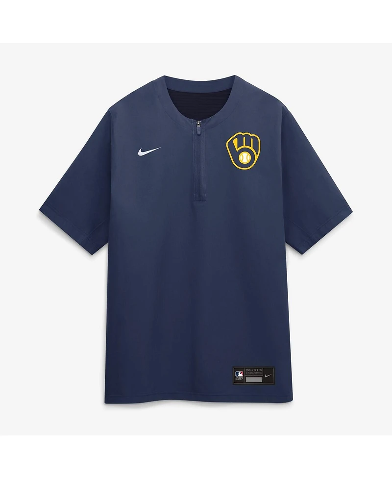 Nike Men's Navy Milwaukee Brewers Authentic Collection Dri-fit Quarter-Zip T-Shirt