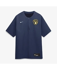 Nike Men's Navy Milwaukee Brewers Authentic Collection Dri-fit Quarter-Zip T-Shirt