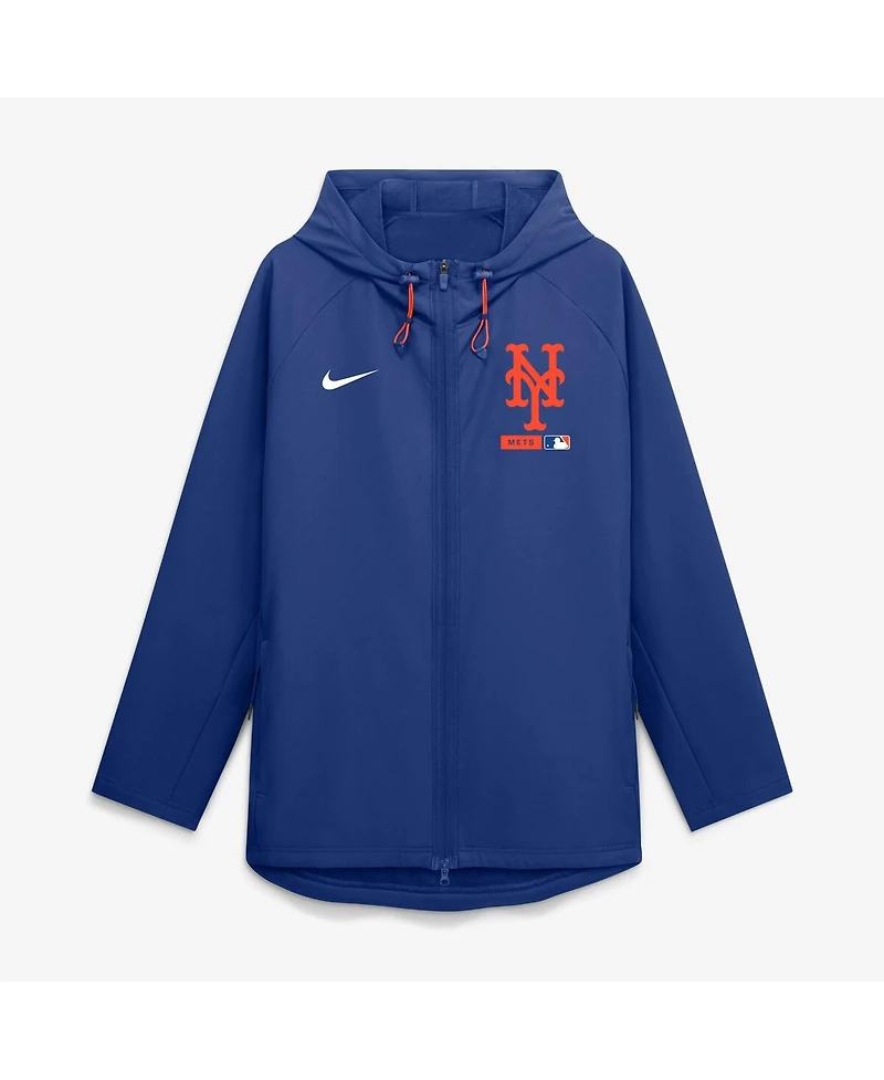 Nike Men's Royal New York Mets Authentic Collection Raglan Therma-fit Full-Zip Hooded Jacket