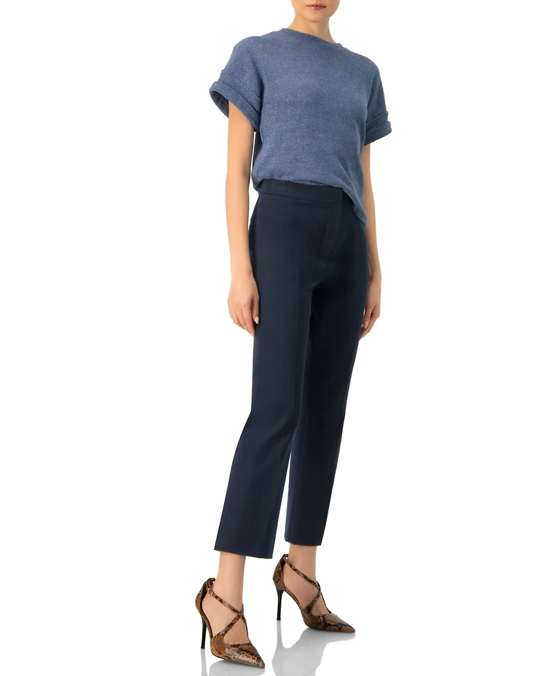 Ivonne Women's Women' Straight Knit Blouse with Crew Neck