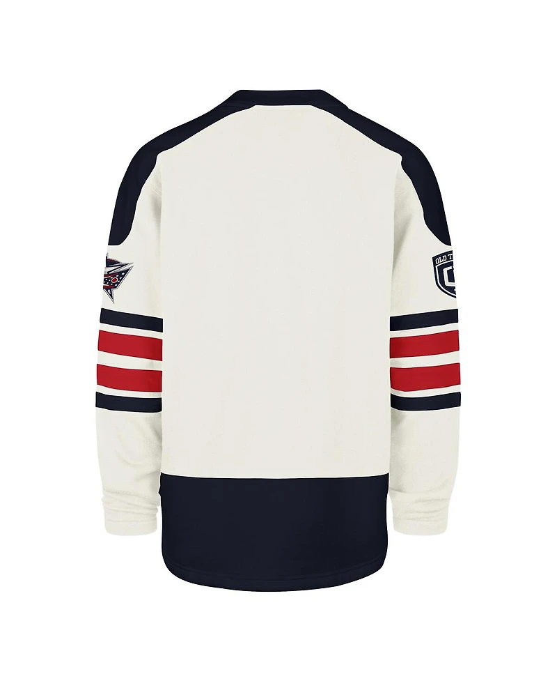 '47 Brand Men's Cream Columbus Blue Jackets Pond Hockey Trio Eternal Lacer Sweatshirt