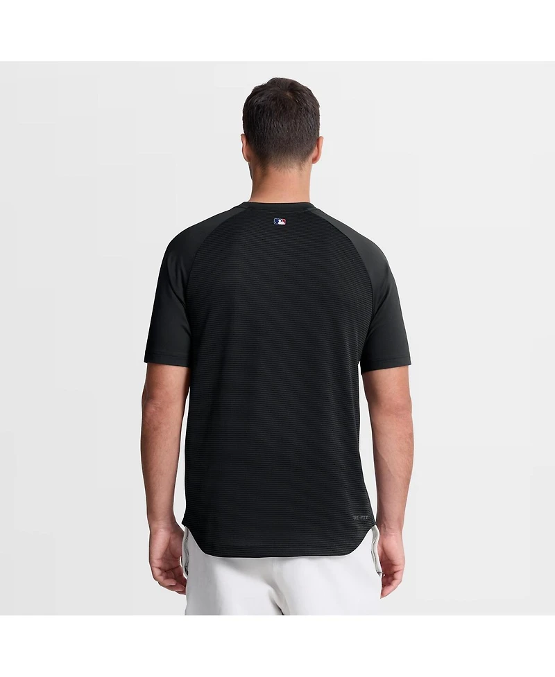 Nike Men's Black Los Angeles Dodgers Authentic Collection Batting Practice Pre-Game Raglan Dri-fit T-Shirt