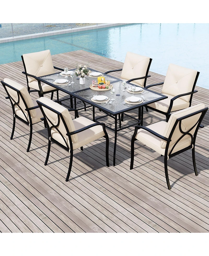 4 Pieces Outdoor Dining Set with Removable Cushions and Rustproof Steel Frame
