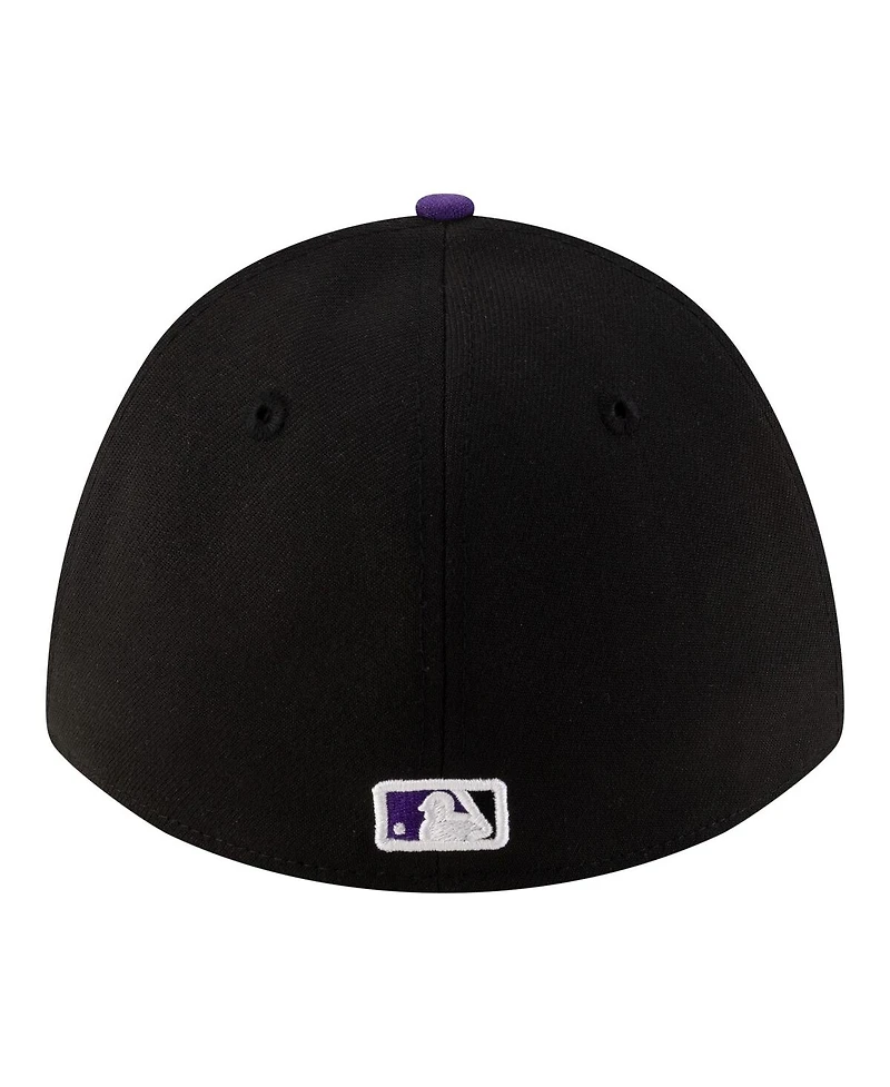 New Era Men's Black Colorado Rockies Player Replica 39THIRTY M-Crown Flex Hat