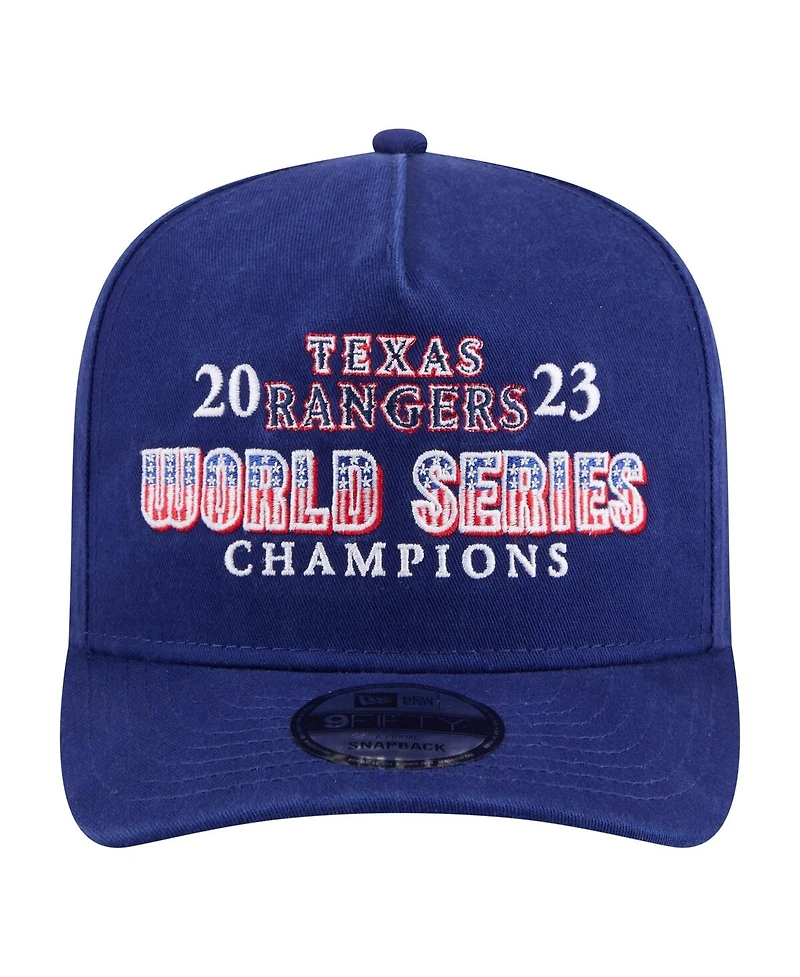 New Era Men's Royal Texas Rangers 2023 World Series Champions Historic 9FIFTY A-Frame Snapback Hat