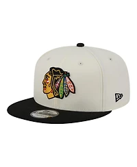 New Era Men's White/Black Chicago Blackhawks Injection Localized Two-Tone 9FIFTY Snapback Hat