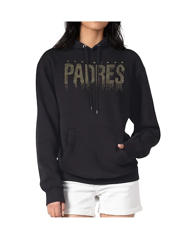 G-iii 4Her by Carl Banks Women's Black San Diego Padres Metallic Drop Fleece Hoodie