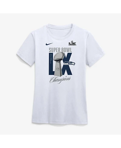 Nike Women's White Seattle Seahawks Super Bowl Lx Champions Lombardi Trophy T-Shirt