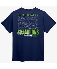 Fanatics Men's College Navy Seattle Seahawks Super Bowl Lx Champions Big Tall Autograph Signing Roster T-Shirt