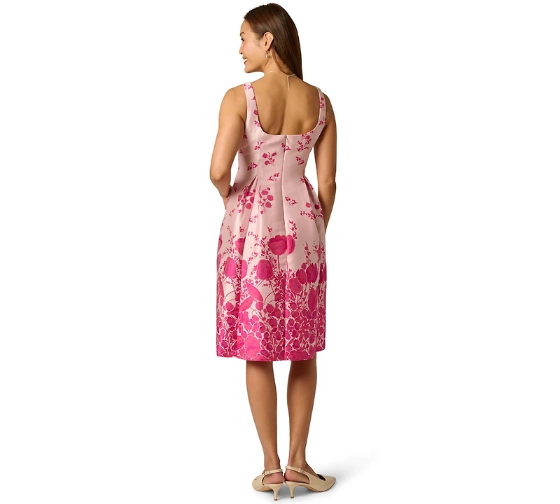 Adrianna Papell Women's Floral Print Fit & Flare Jacquard Dress