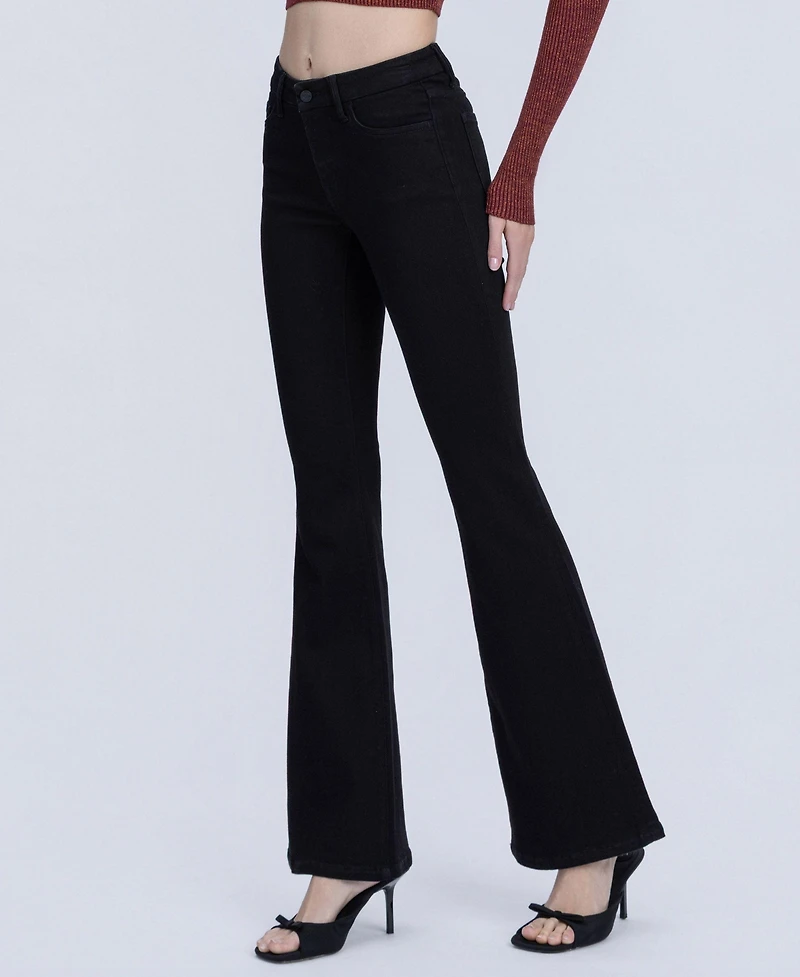 Vervet Women's Mid Rise Seamless Waistband Flare Jeans
