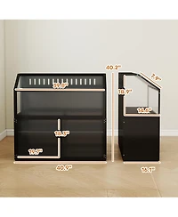 PawHut Hamster Cage with Storage Cabinet, Small Animal Cage with Acrylic Panels