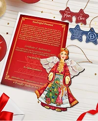 Designocracy Christmas Tree Angel Wooden Ornament Set of 2