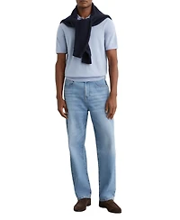 Reiss Men's Merino Wool Short-Sleeve Polo Shirt