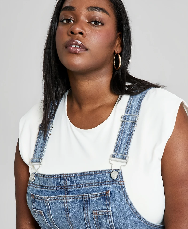 And Now This Trendy Plus Cuffed Denim Overalls, Macy's Exclusive