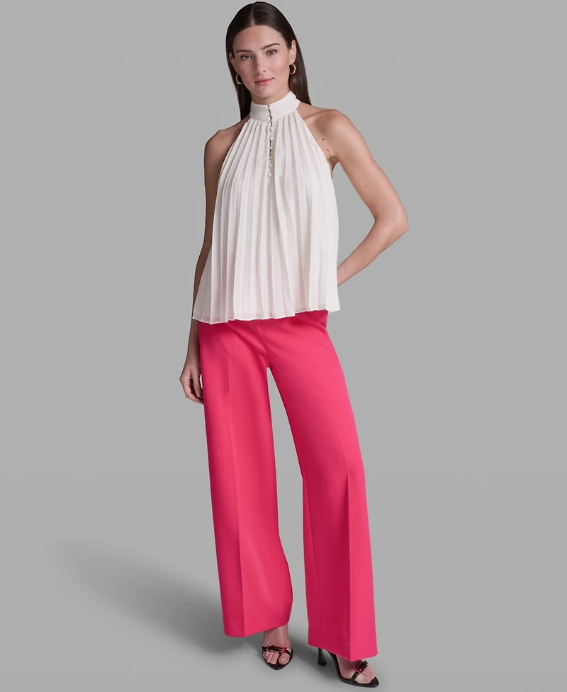 Bcbg Women's Pleated Halter Neck Sleeveless Top