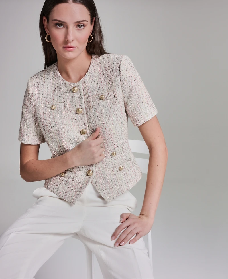 Bcbg Women's Short-Sleeve Crewneck Jacket