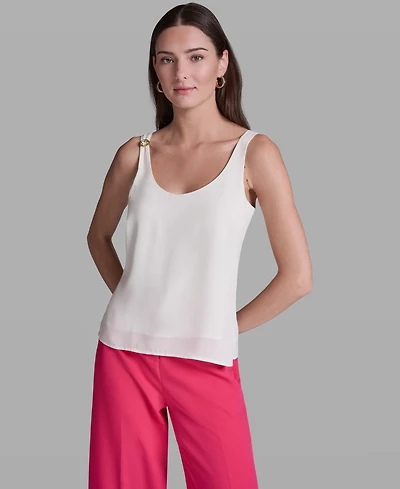 Bcbg Women's Solid Sleeveless Scoop Neck Woven Top