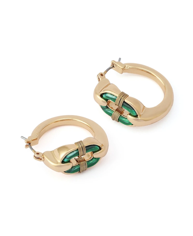 Robert Lee Morris Soho Malachite Link Huggie Earrings