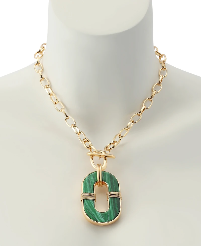 Robert Lee Morris Soho Malachite Link Reversible Pendant Necklace