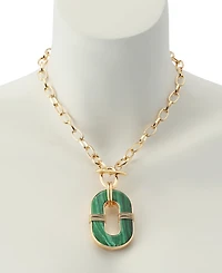 Robert Lee Morris Soho Malachite Link Reversible Pendant Necklace