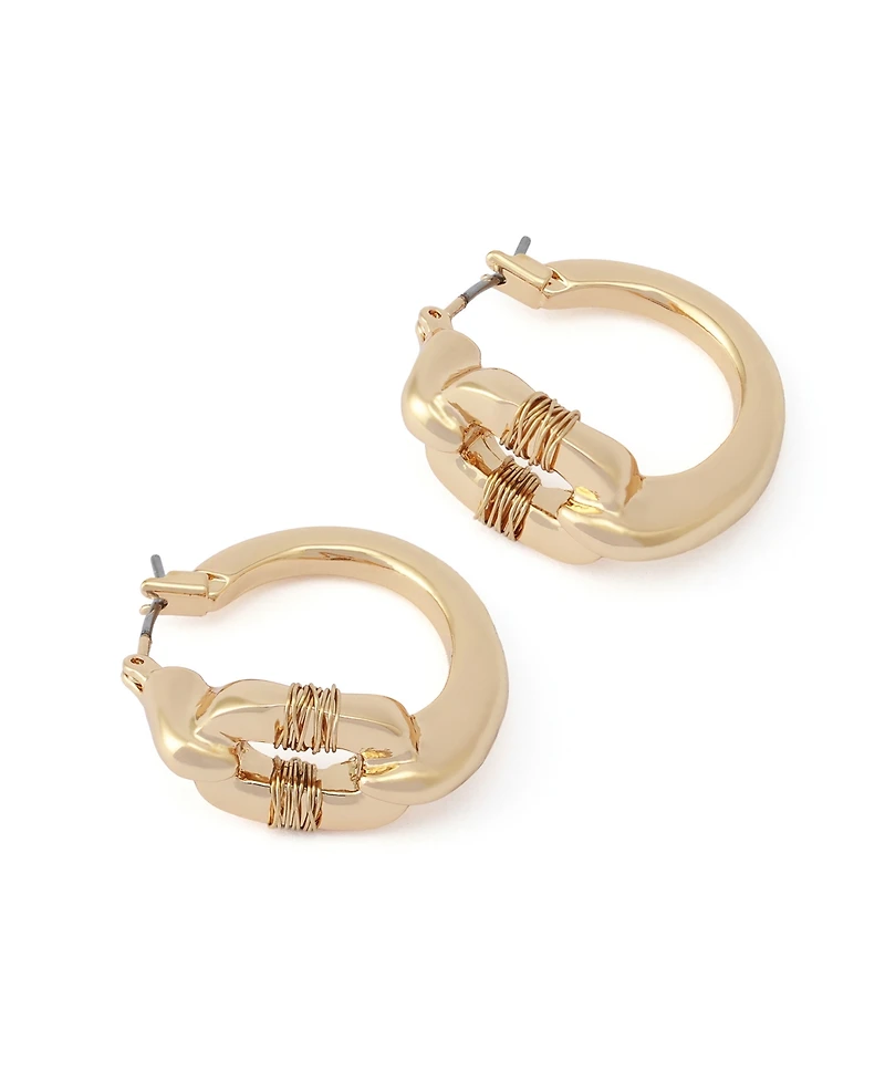 Robert Lee Morris Soho Gold Oval Link Huggie Earrings
