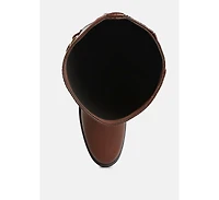 Kiang Metal Chain Link Detail Calf Boots