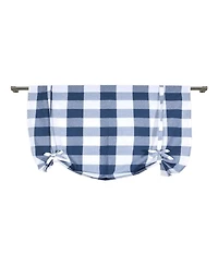 Kate Aurora Country Farmhouse Large Buffalo Plaid Tie Up Window Curtain With Ties