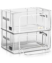 Sorbus Small Foldable Clear Plastic Storage Bags with Metal Frame & Carry Handles Organization for Bedding Linen & Clothing