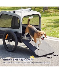 PawHut Dog Bike Trailer, Trailer w/ Flip-Down Ramp Tailgate,