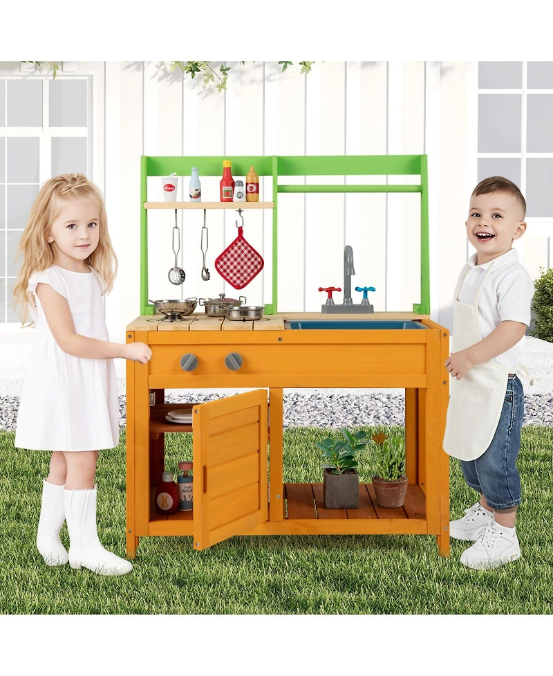 Mecale Outdoor Mud Kitchen Playset for Boys & Girls 3+ Years, Safe and Fun Pretend Toy