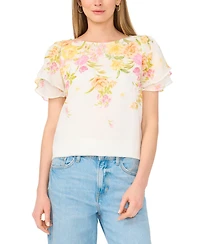 Vince Camuto Women's Crew Neck Tulip-Sleeve Blouse