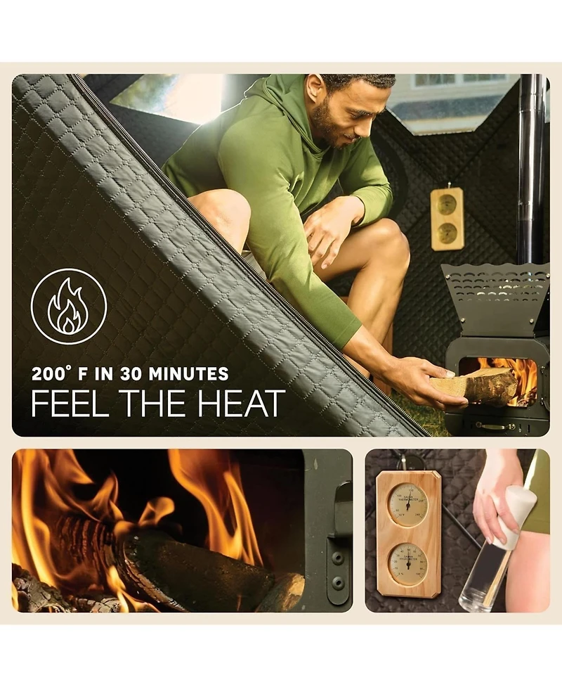 Lifepro Portable Sauna Tent with Wood Stove – 4 Person Outdoor Steam & Dry Sauna for Camping, Backyard & Home, Foldable Design
