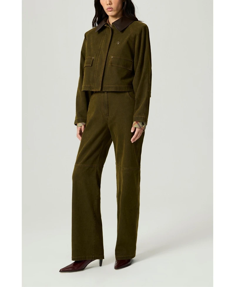 Nocturne Women's Contrast Collar Utility Cropped Jacket