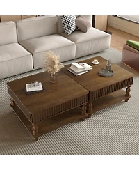 Streamdale Furniture Walnut Fluted Lift-Top Coffee Table with Storage