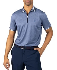 Tailorbyrd Men's Quarter Zip Mesh Performance Polo with Stripe Tipping