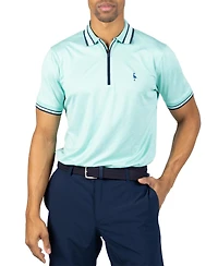 Tailorbyrd Men's Quarter Zip Mesh Performance Polo with Stripe Tipping