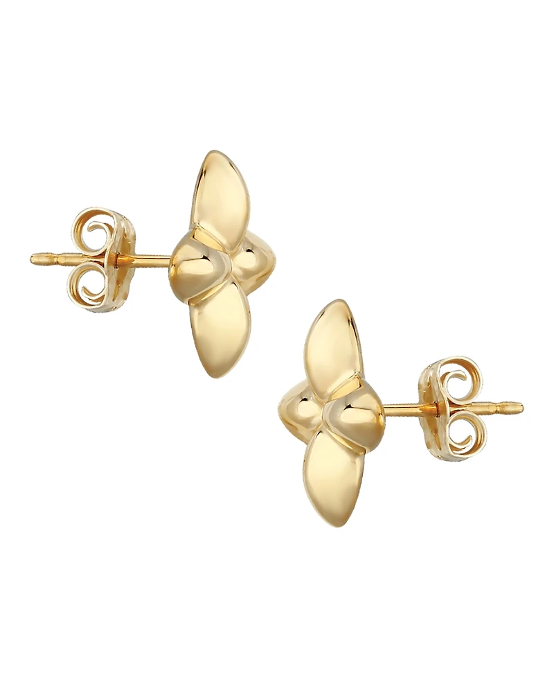 Fluer De Lis Flower Stud Earrings Set in 14k Gold (10mm)