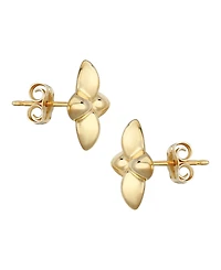 Fluer De Lis Flower Stud Earrings Set in 14k Gold (10mm)