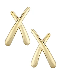 Small "X" Stud Earrings Set in 14k Two-Tone Gold (Also available in 14k Yellow Gold)